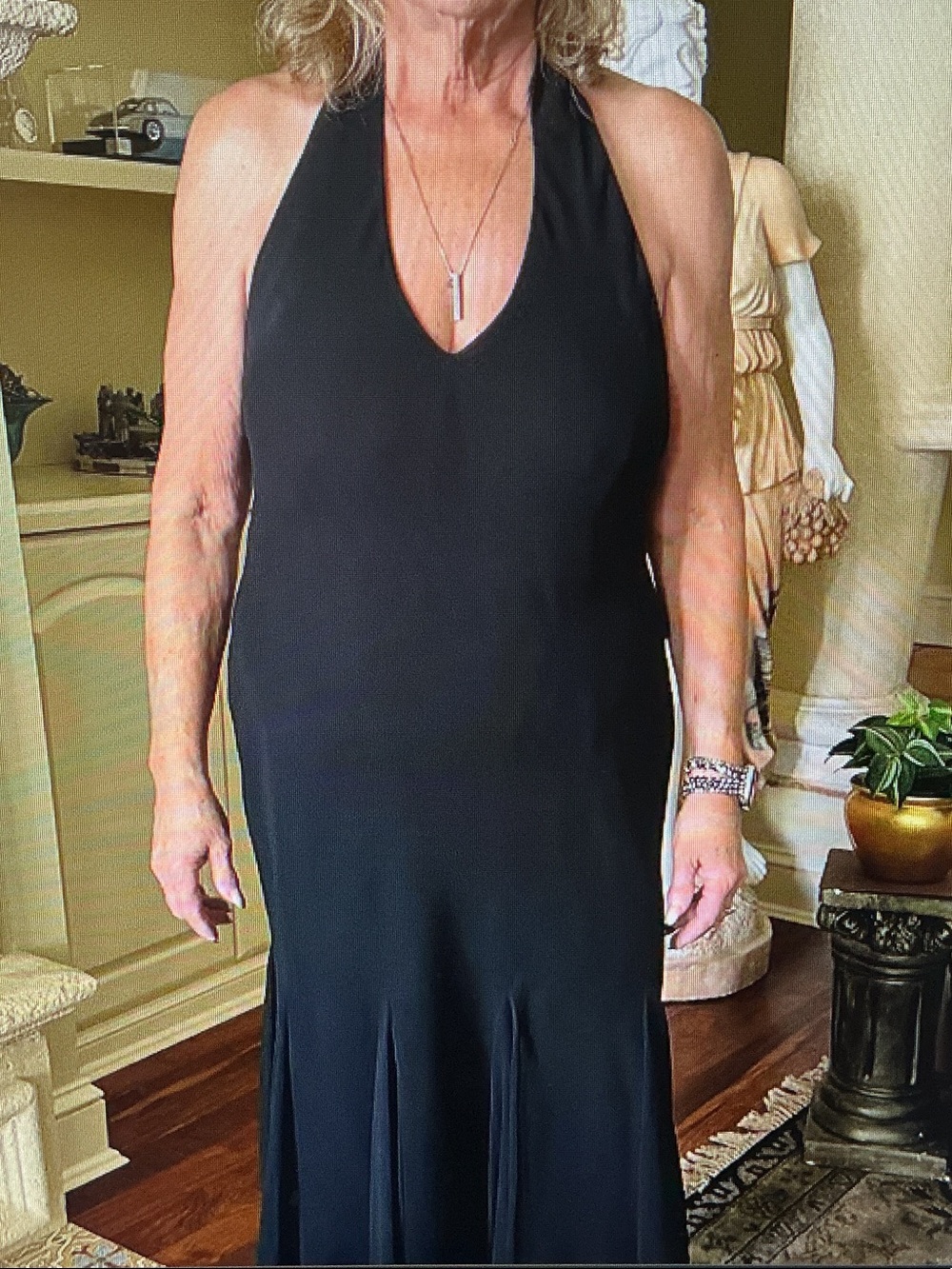 SL Fashions Black Backless Halter Dress